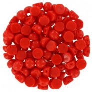 Czech 2-hole Cabochon beads 6mm Opaque Red